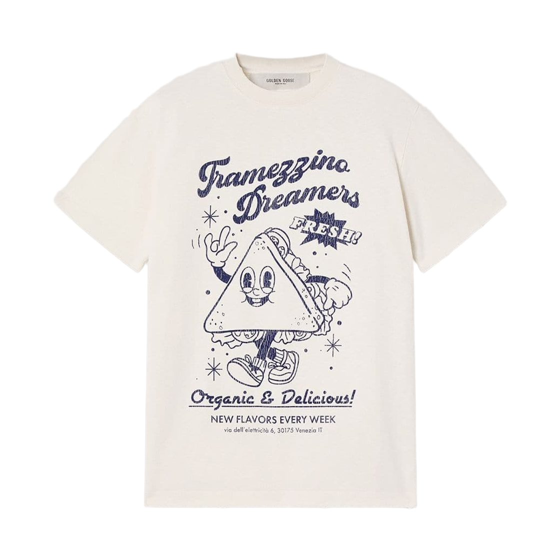 GWP01220-P002640-11560 (W) Golden Goose T-Shirt in Cotton Jersey with Print White Blue