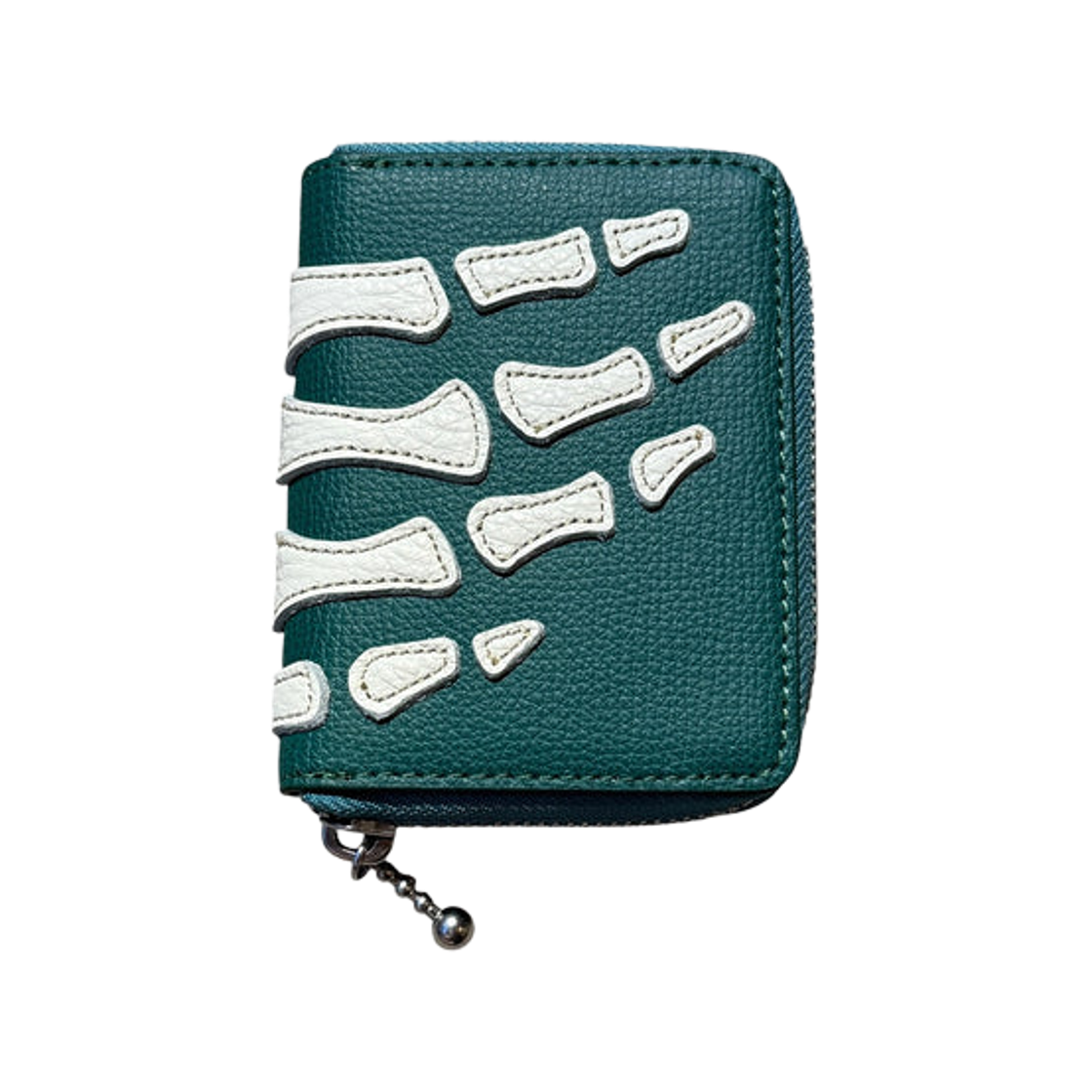 K2503XG802 Kapital Thumbs Up Bone Hand Zip Mini Wallet Peacock Green