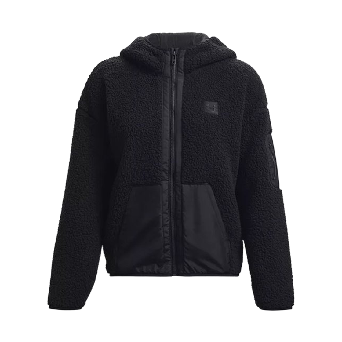 1374139-001 (W) Under Armour Sherpa Fleece Hoodie Zip Up Jacket Black