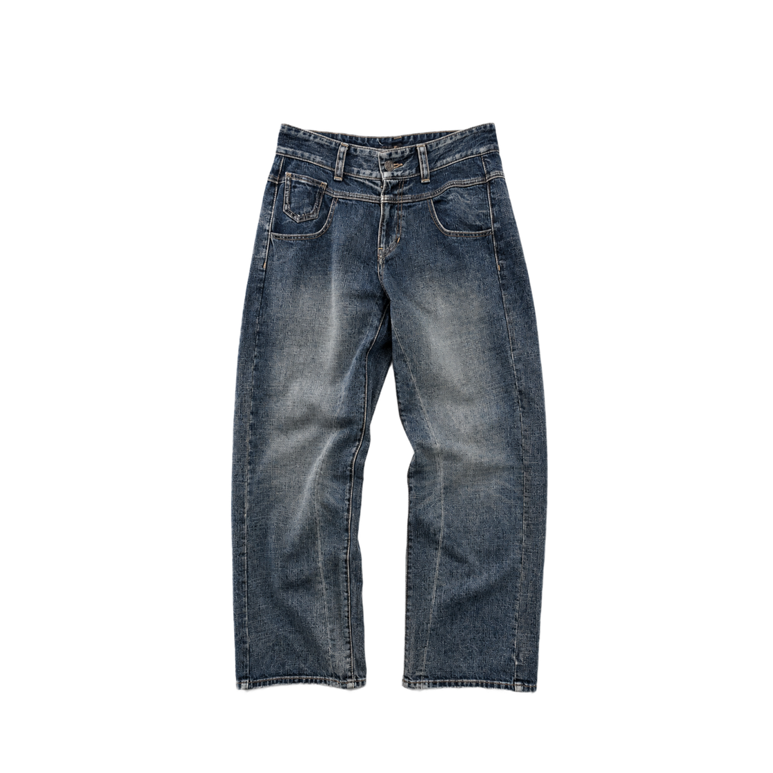 NCH26A-DB01WBL CHOWOO Low Waist Out Seam Slub Denim Pants Washed Blue