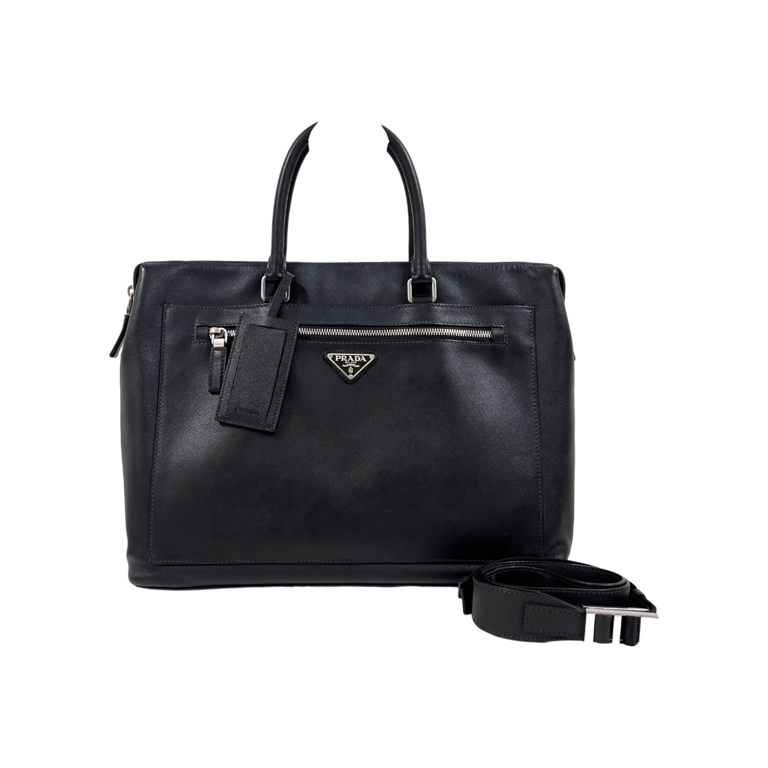 ITGDKS87D7PW Prada Saffiano Briefcase Tote Bag Black