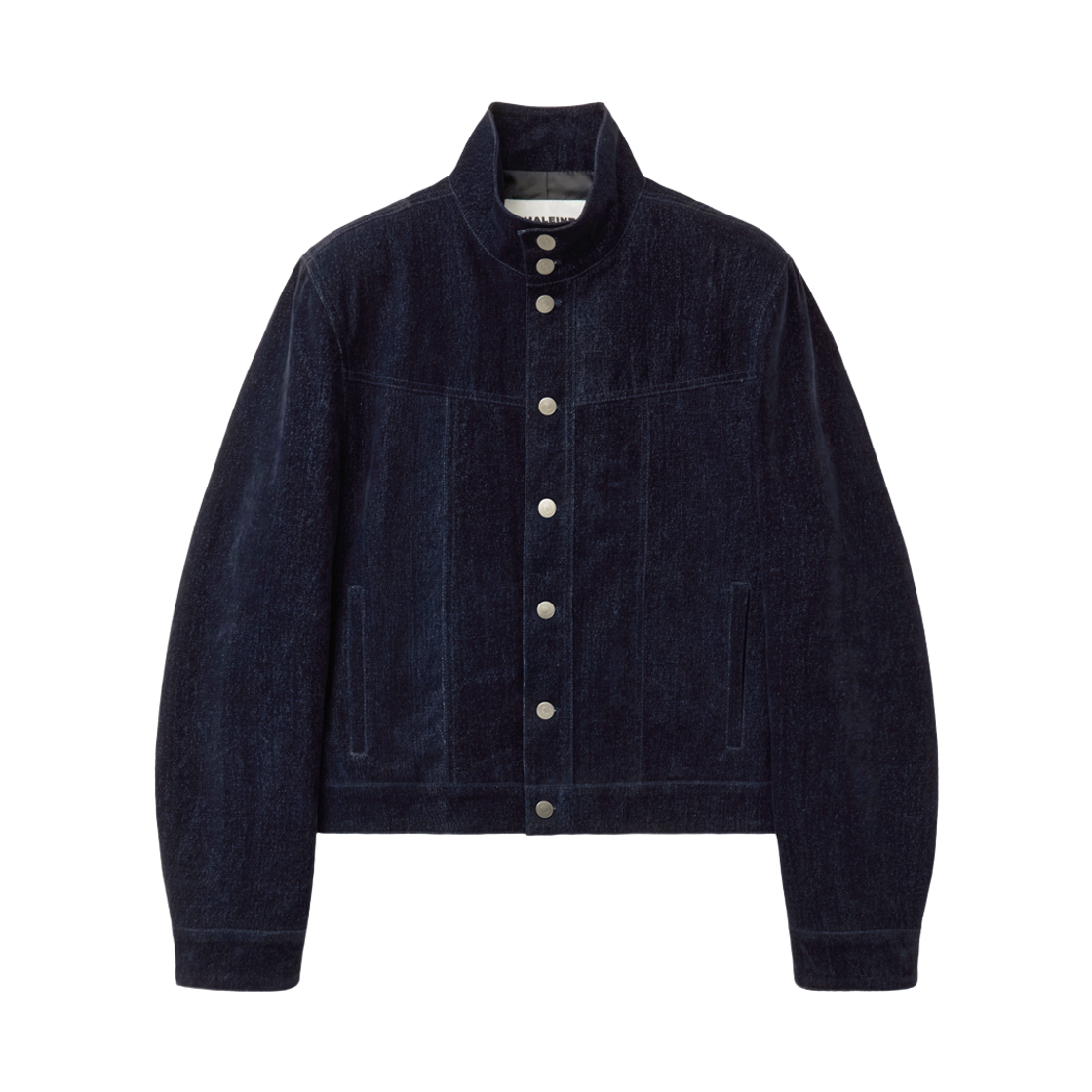 알렌느 데님 하이넥 트러커 네이비(Haleine Velvet Denim High Neck Trucker Navy (Xj311)) - 1