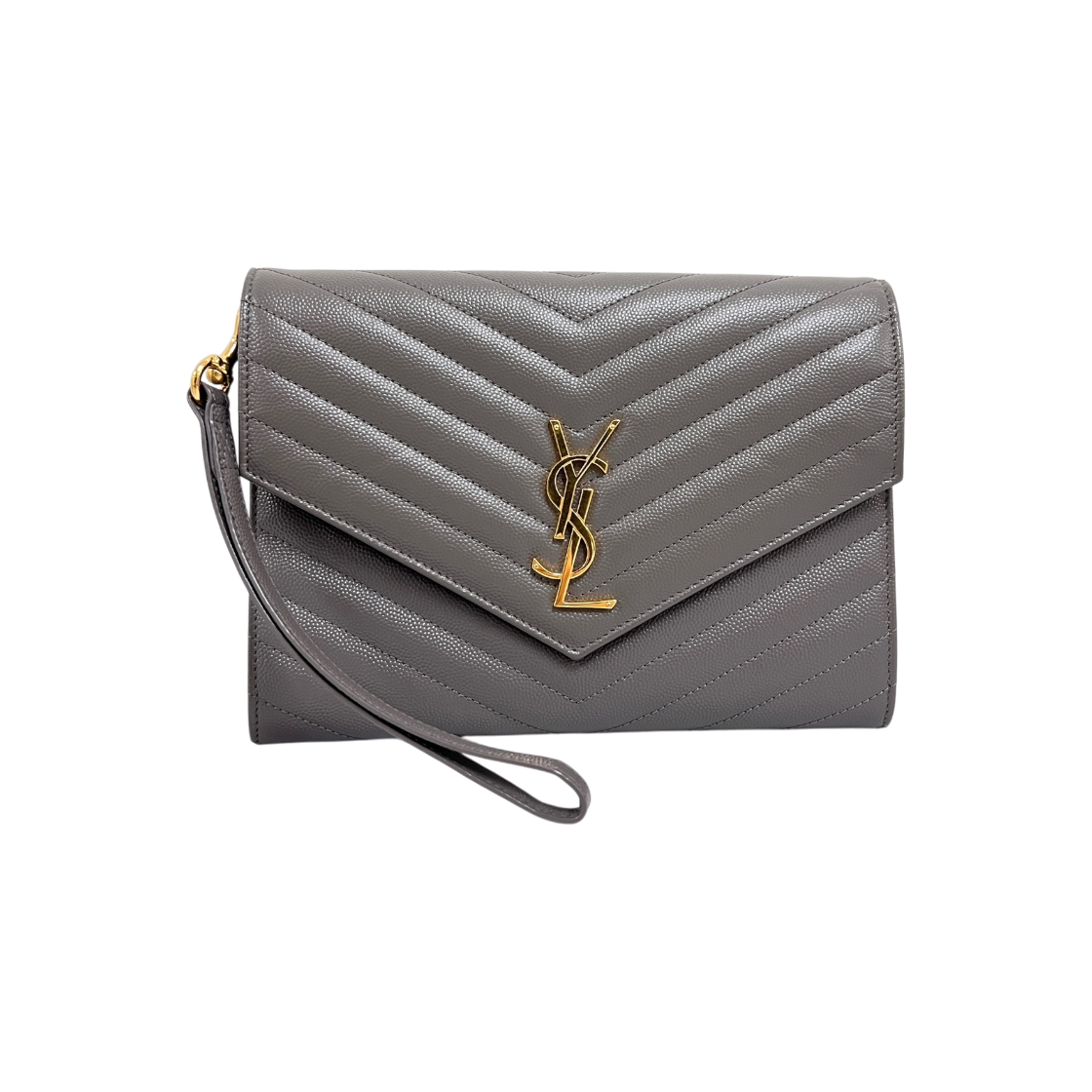 ITD36PI8P9BK Saint Laurent Monogram Envelope Strap Clutch