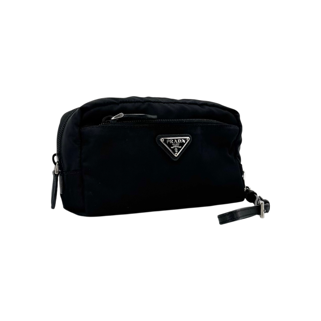 ITGW2TBCL29L Prada Triangle Logo Nylon Clutch Black