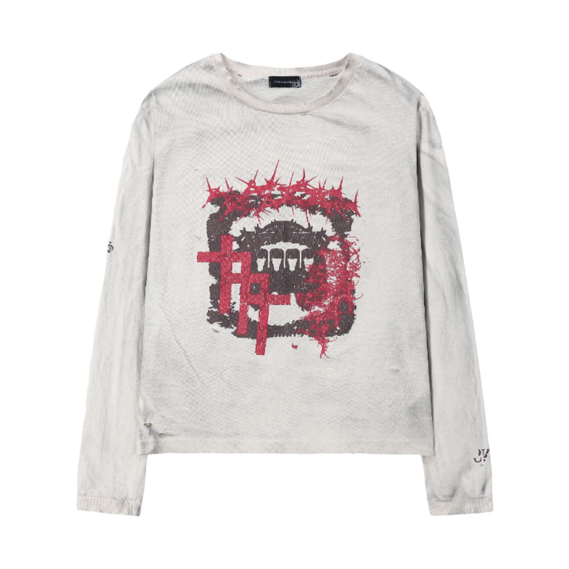 톤얼타이드 갓츠 쏜 크로스 롱슬리브 크림(Tornortied God’s Thorn Cross Long Sleeve Cream)