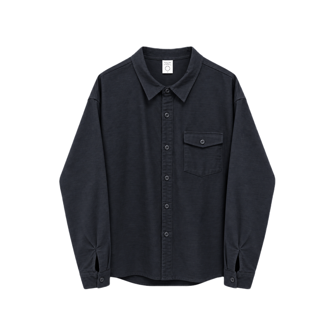 NCH26A-CT01WNV CHOWOO Back Satin One Pocket Regular Shirt Washed Navy