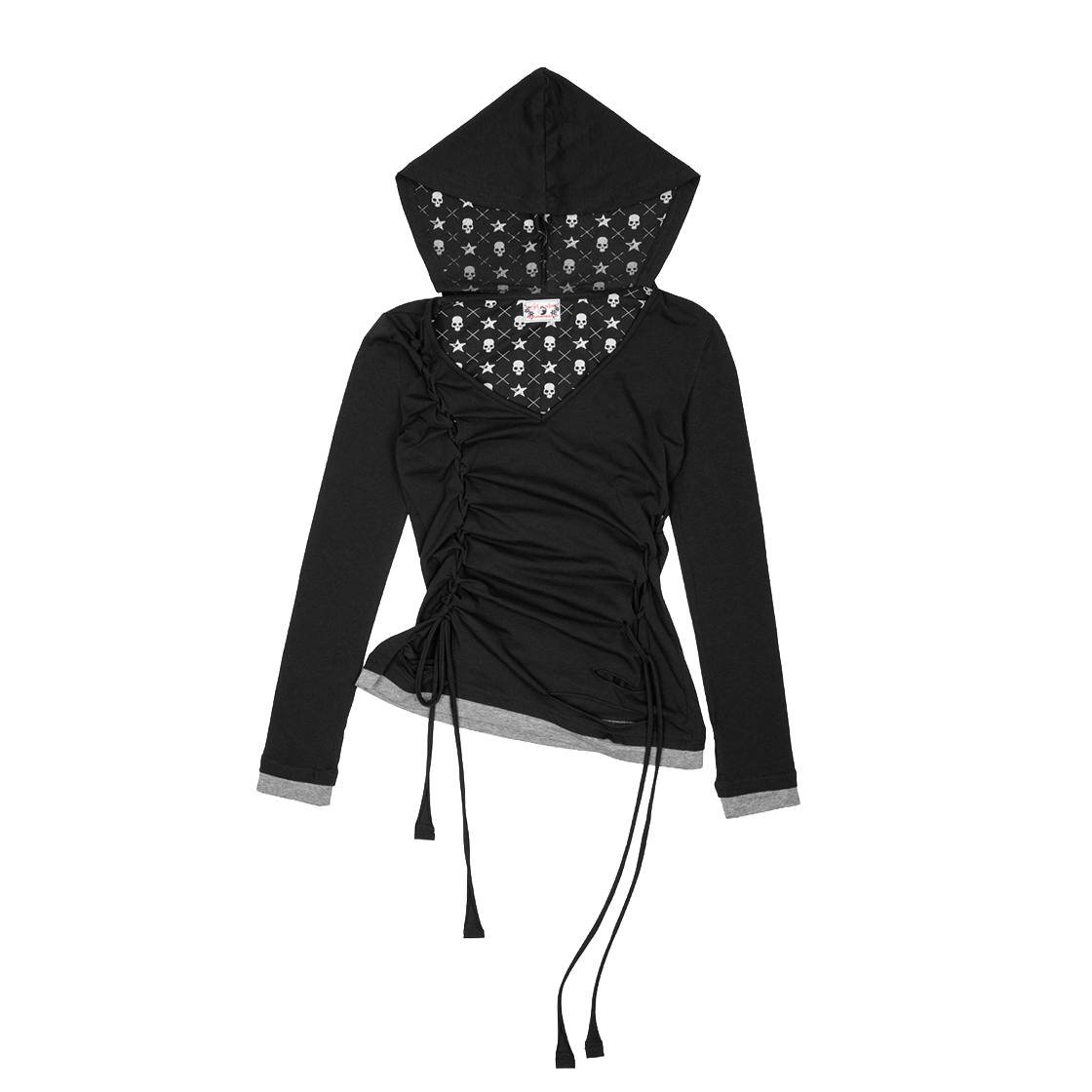 P0000ESV Roughneck Grunge Strap Hoodie Black