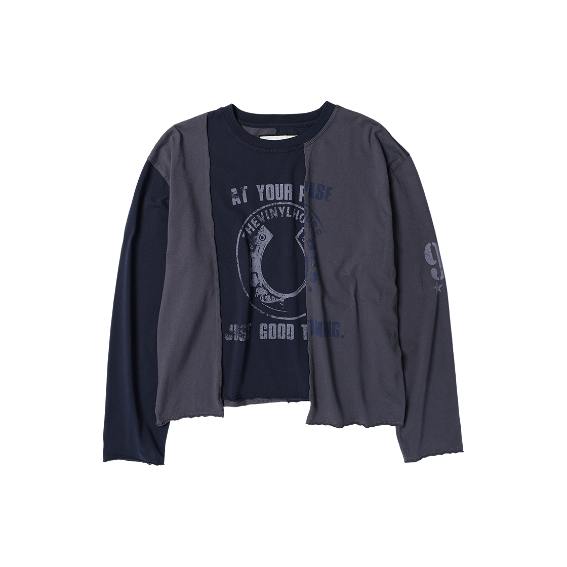 더바이닐하우스 블록 언밸런스 긴팔 티셔츠(W) 네이비(Thevinylhouse Block Unbalance Ls Tee(W) Navy) - 3