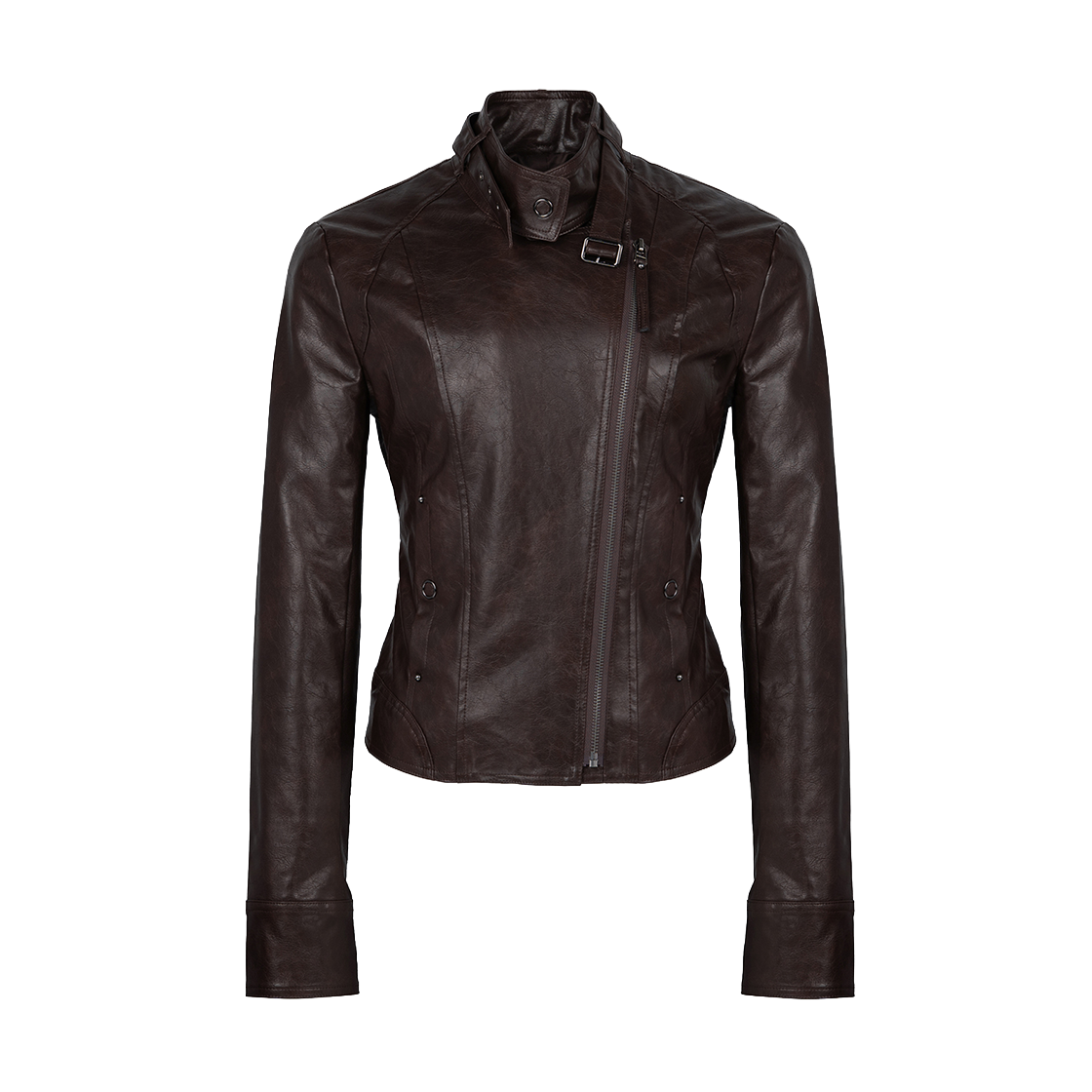 P0000ETI Roughneck Slim Line Leather Jacket Brown