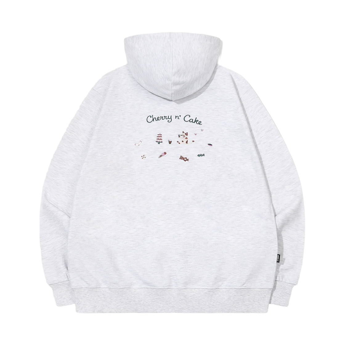 꼼파뇨 체리 케이크 자수 후드티 멜란지화이트(CPGN STUDIO Cherry Cake Embroidery Hoodie Melange White)