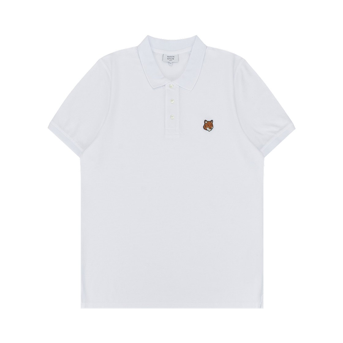 PM00209KP0002-P100 Maison Kitsune Fox Head Regular Polo White