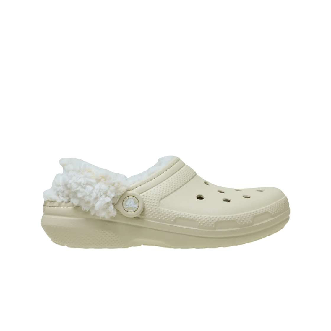 211396-2Y2 Crocs Classic Fleece Lined Clog Fleece Strap Bone