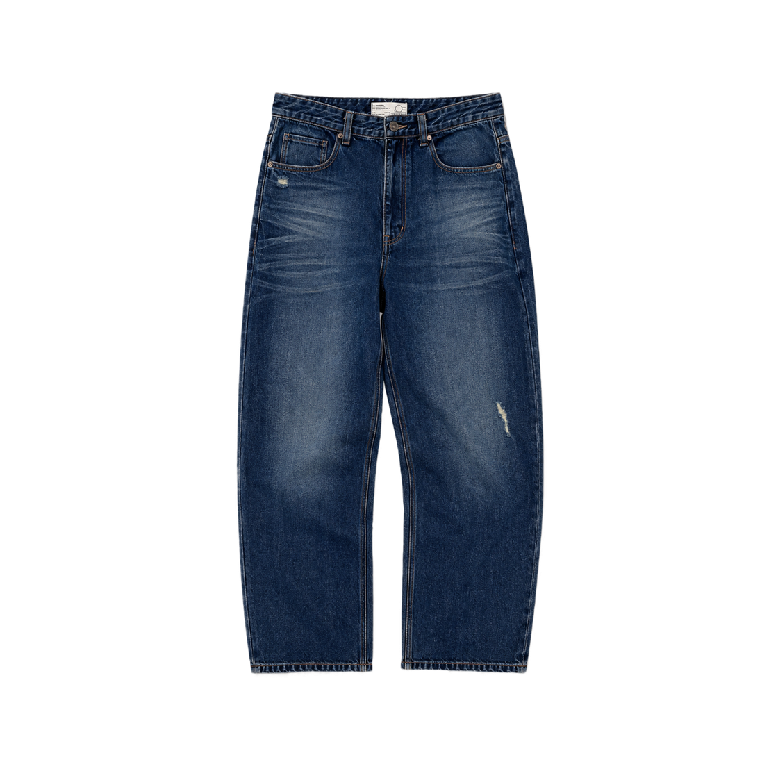 조우 루즈 스트레이트 브러쉬드 데미지 데님 팬츠 워시드 블루(CHOWOO Loose Straight Brushed Damage Denim Pants Washed Blue)