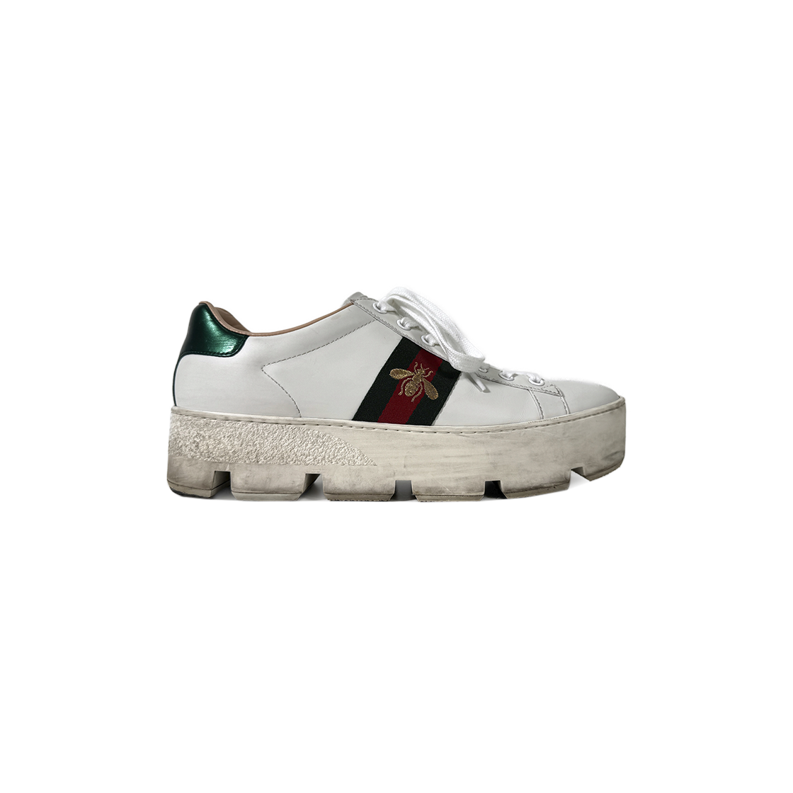 IT3SLKM4P8IM Gucci Women Ace Bee Platform Sneakers White