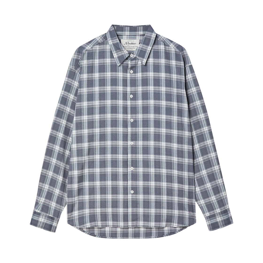 엔 아카이브 럭스 페브릭 오피서 체크 셔츠 그레이(N ARCHIVE Lux Fabric Officer Check Shirts Gray)