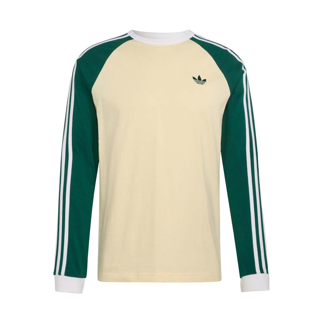 KT5063 Adidas Originals 3-Stripes Long Sleeve T-Shirt Warm Vanilla Collegiate Green - KR Sizing
