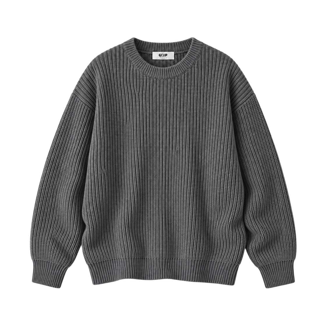 지크립 라운드넥 오버핏 하찌 니트 티셔츠 그레이(GCLIP Round Neck Oversized Haji Knit T-shirt Gray)