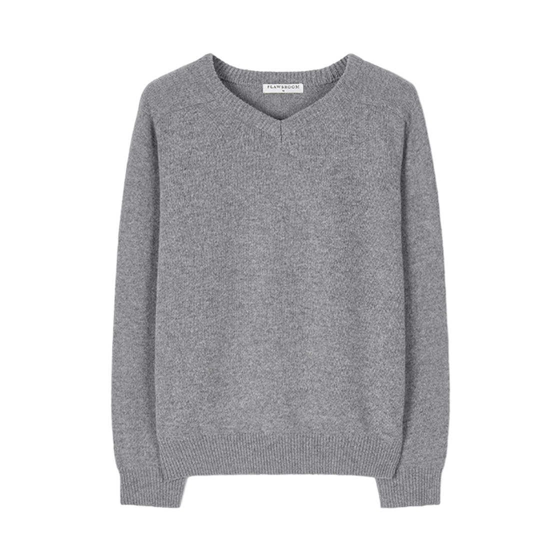 FL2633 Flawsroom Fine Wool V Neck Knit Melange Grey