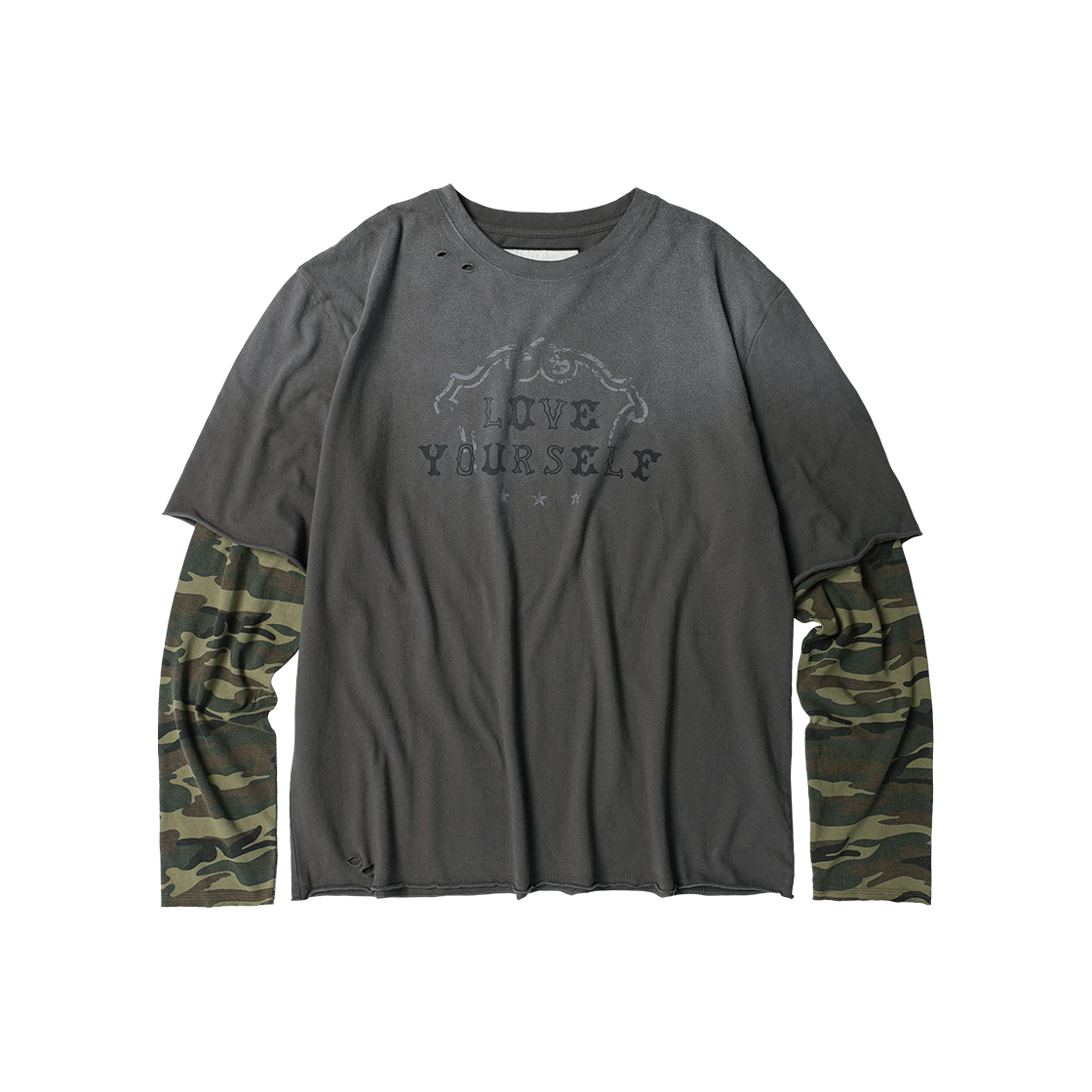 VH2GFUT553ACH Thevinylhouse Yourself Layered Ls Tee Charcoal