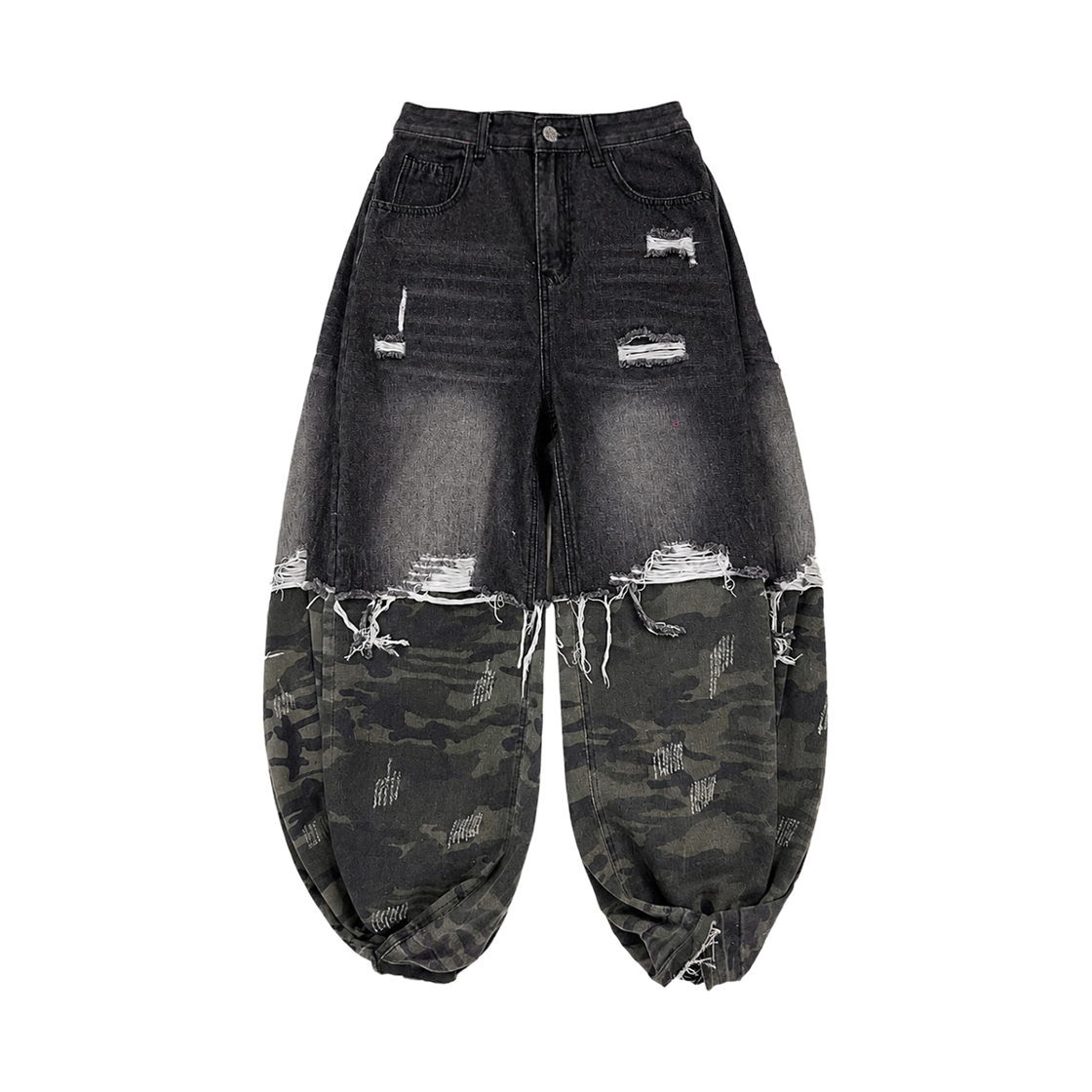 26D02 Surgery Hem Intervention Camo Denim Pant Black
