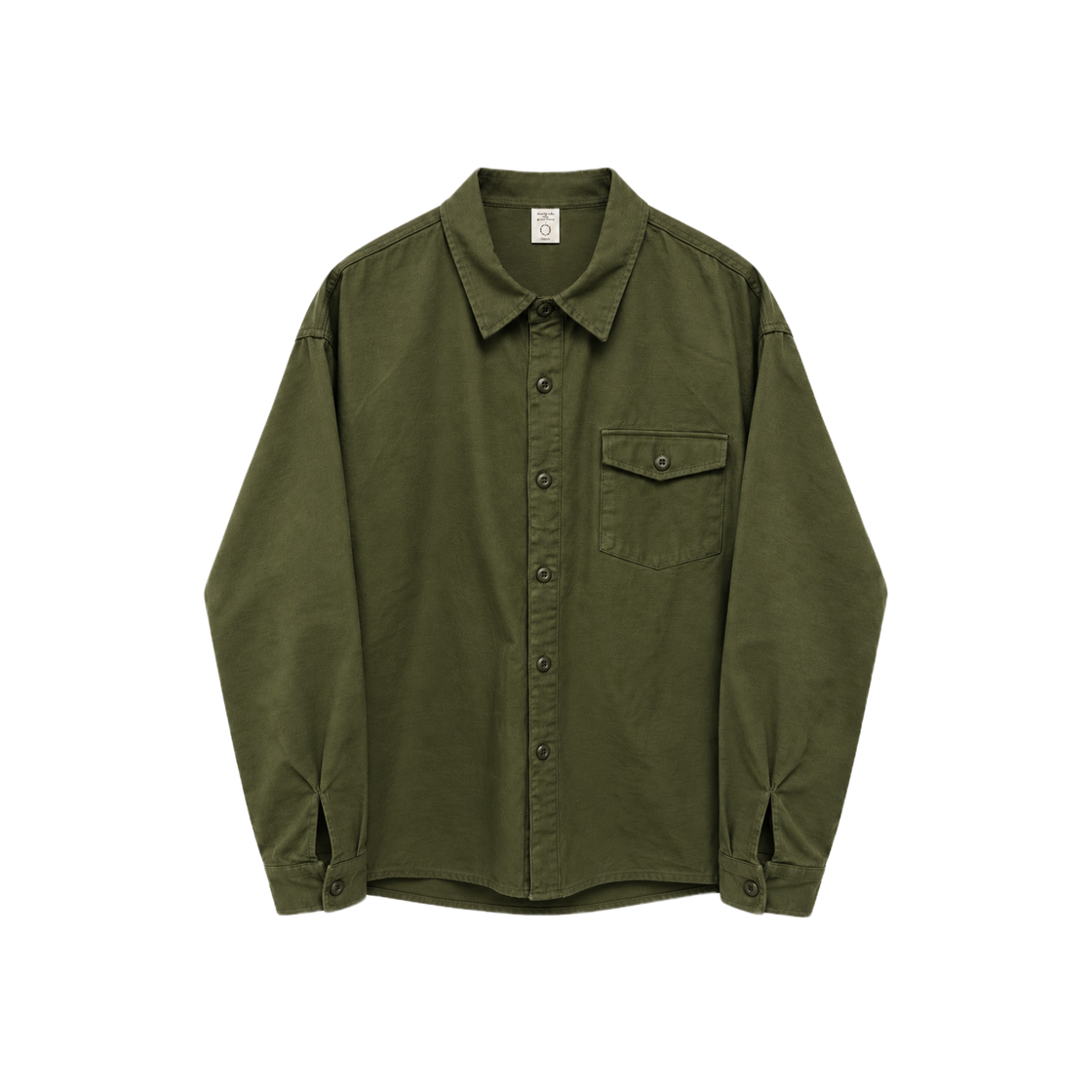 NCH26A-CT01WKH CHOWOO Back Satin One Pocket Regular Shirt Washed Khaki