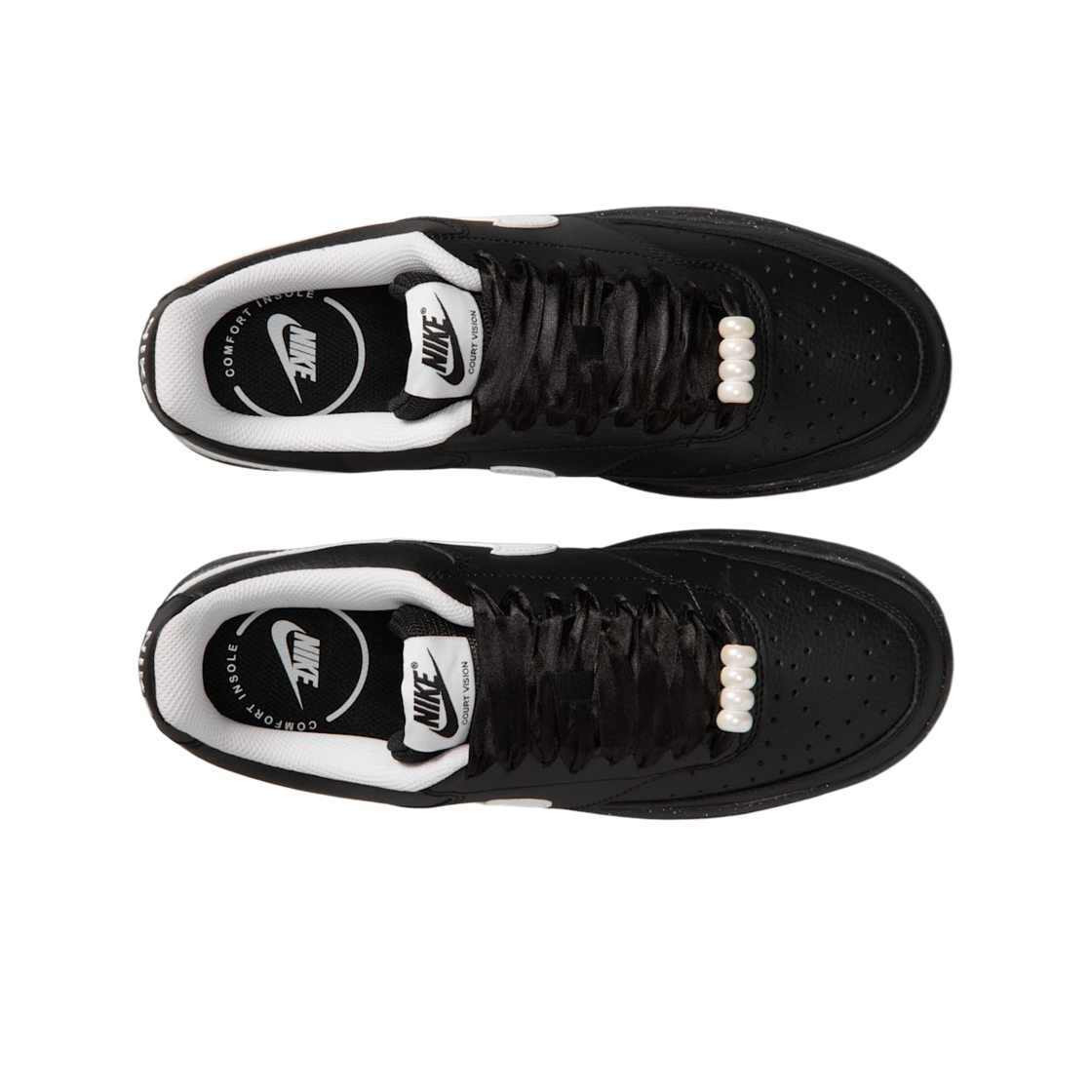 (W) 나이키 코트 비전 로우 블랙 화이트((W) Nike Court Vision Low Black White) - 2
