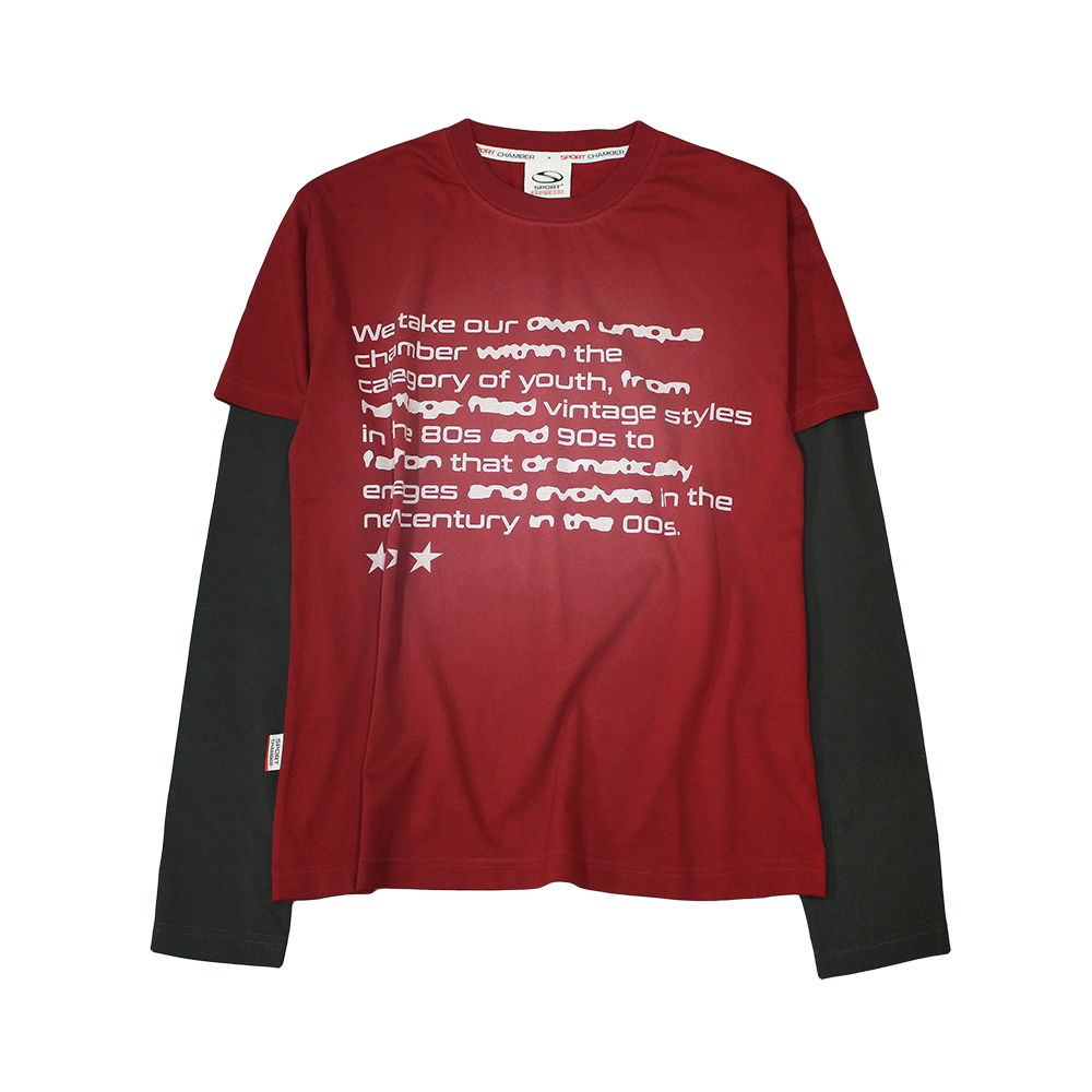 스포츠챔버 페이디드 스크린 레이어드 티셔츠 레드(SPORT CHAMBER Faded Screen Layered T-Shirt Red) - 1