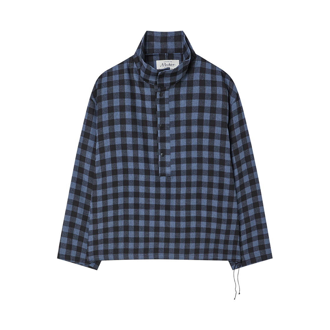 엔 아카이브 텍스처 체크 하이넥 셔츠 블루(N ARCHIVE Texture Check High-Neck Shirts Blue)