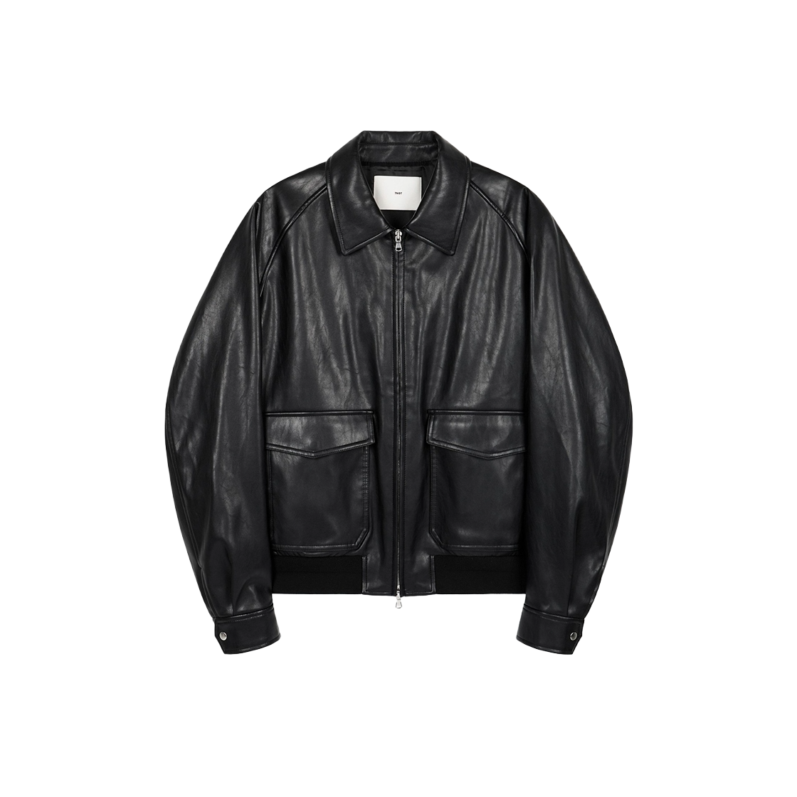 TNJU6F106BK_W TNGT W Faux Leather A-2 Jumper Black
