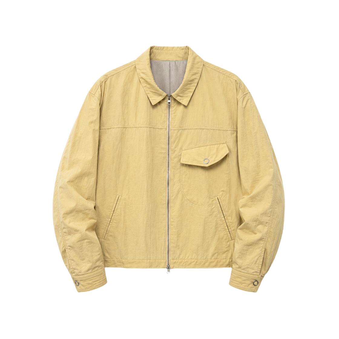 NCH26A-NO01YL CHOWOO Round Pocket Nylon Zip-Up Jacket Yellow