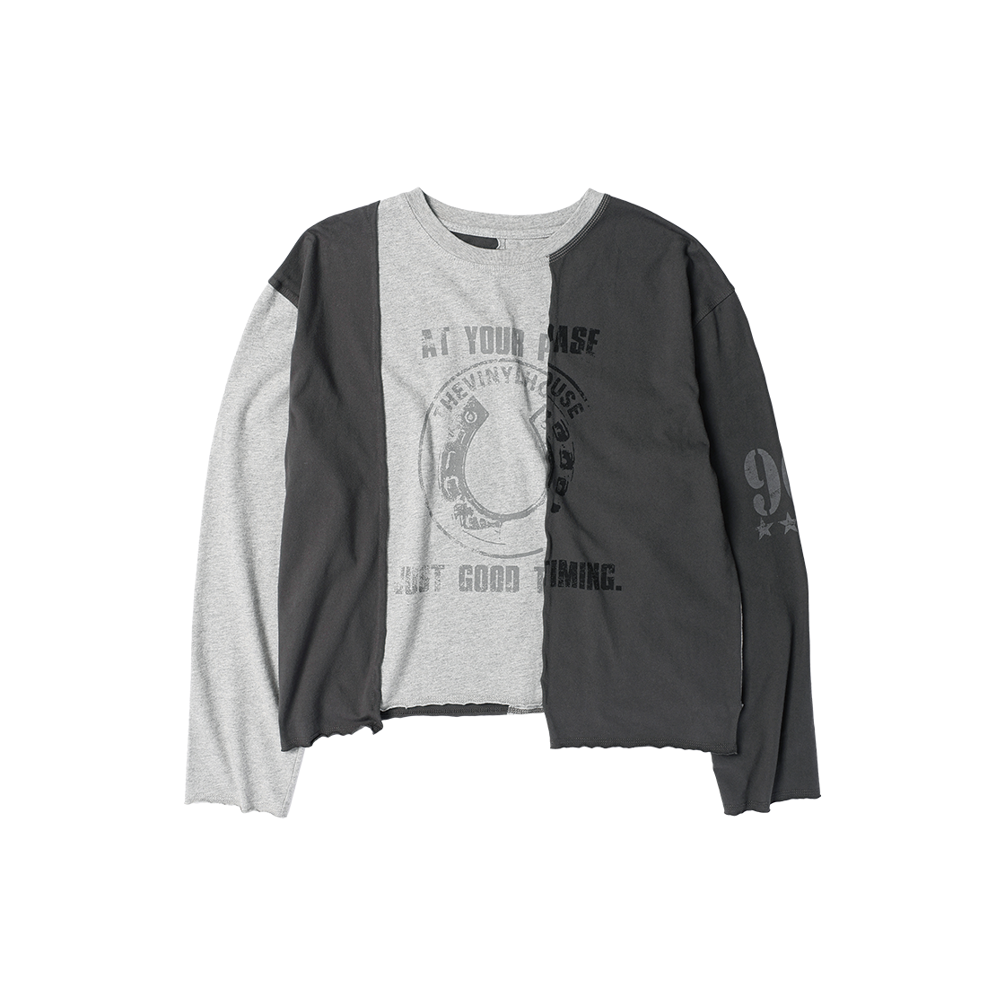 더바이닐하우스 블록 언밸런스 긴팔 티셔츠(W) 그레이(Thevinylhouse Block Unbalance Ls Tee(W) Grey) - 3