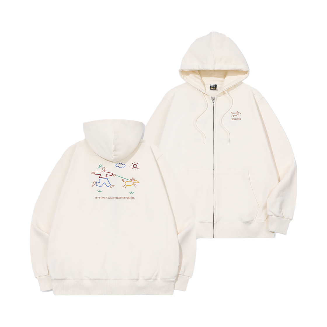 꼼파뇨 라인 워크 자수 후드집업 크림(CPGN STUDIO Line Work Embroidery Zip-up Hoodie Cream) - 1