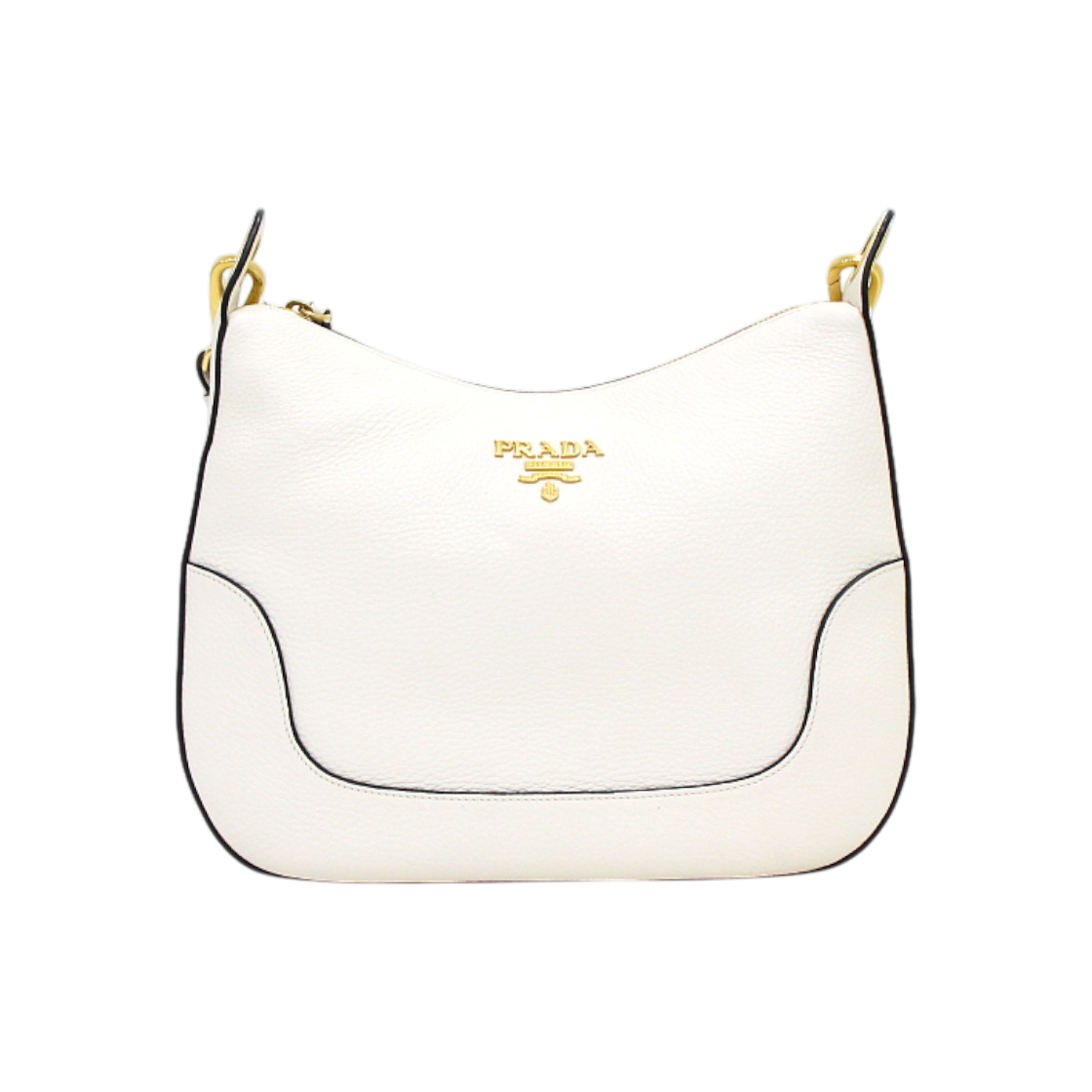 ITQSONWC4EI3 Prada White Vitello Phenix Hobo Bag