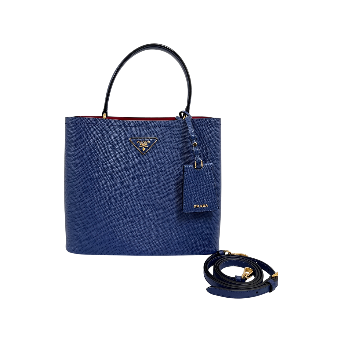 IT85MBUT636S Prada Saffiano Panier Bucket Bag Blue