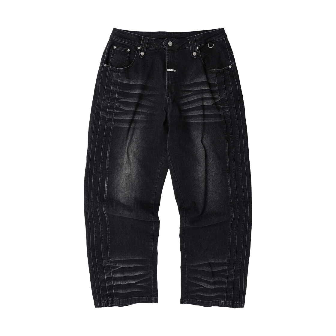 VH2GFUD110ABK Thevinylhouse Pleated Line Denim Pants Black