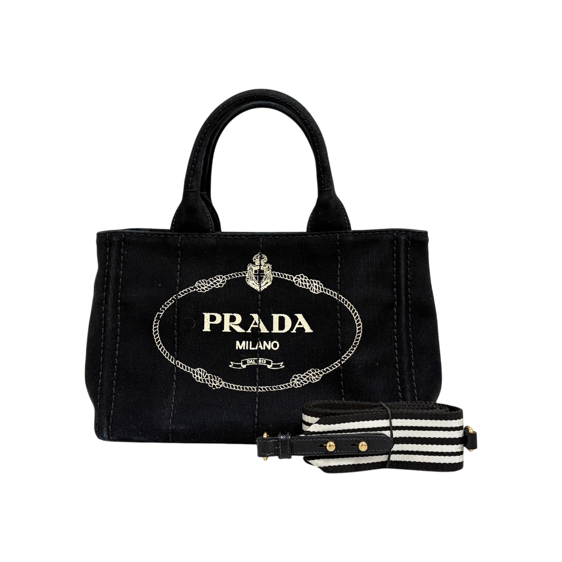 ITLMJ8DMUTNS Prada Kanapa Canvas Tote Bag Black