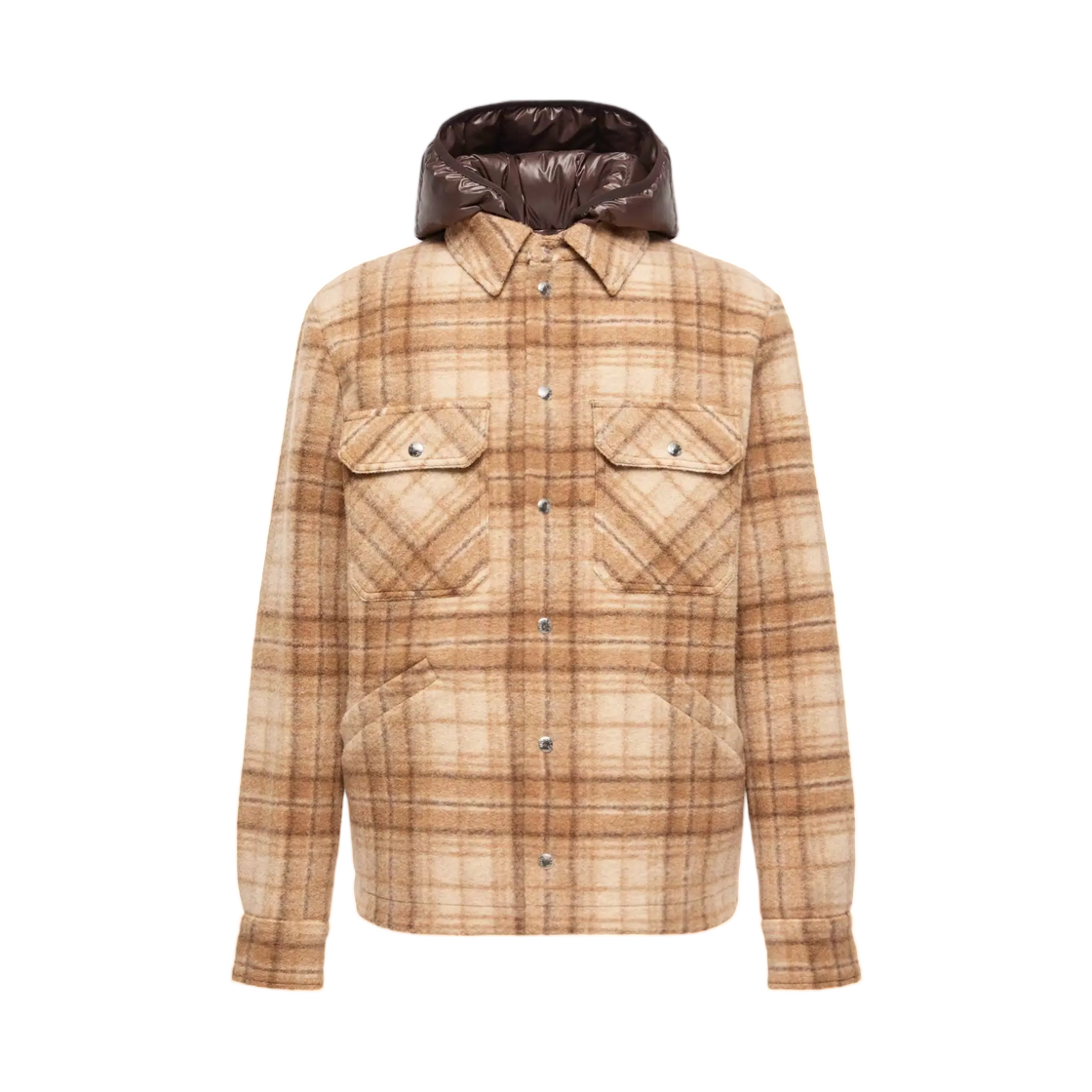 L2-091-1G00042-89BL7-F22 Moncler Nyvalin 3-in-1 Hooded Flannel Down Jacket Beige - 26FW