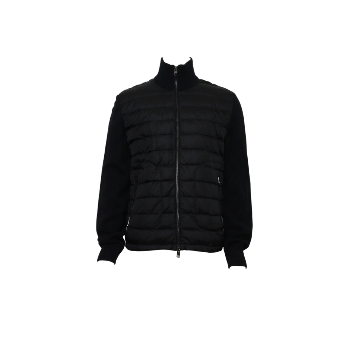 ITIU3JPPLC37 Moncler Black Tricot Logo Patch Men Padded Cardigan