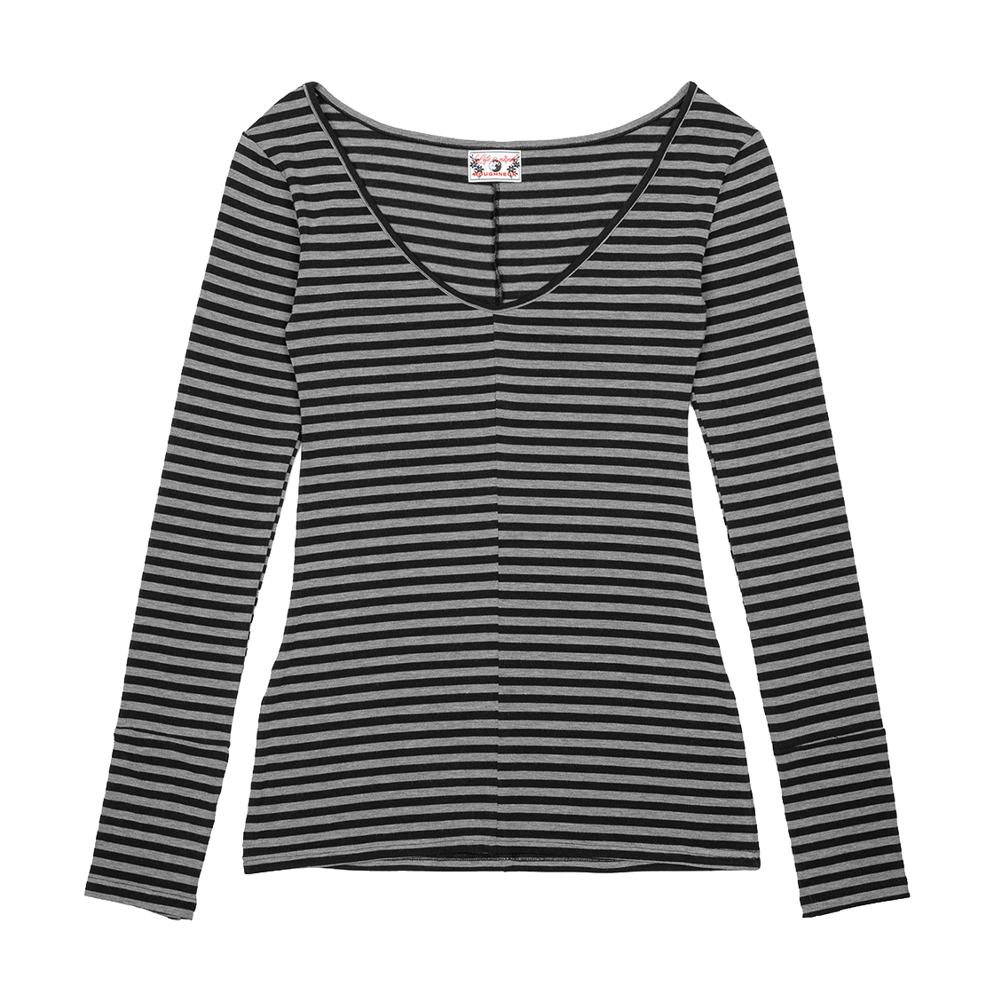 P0000ESY Roughneck Deep U-neck Long Sleeve Stripe