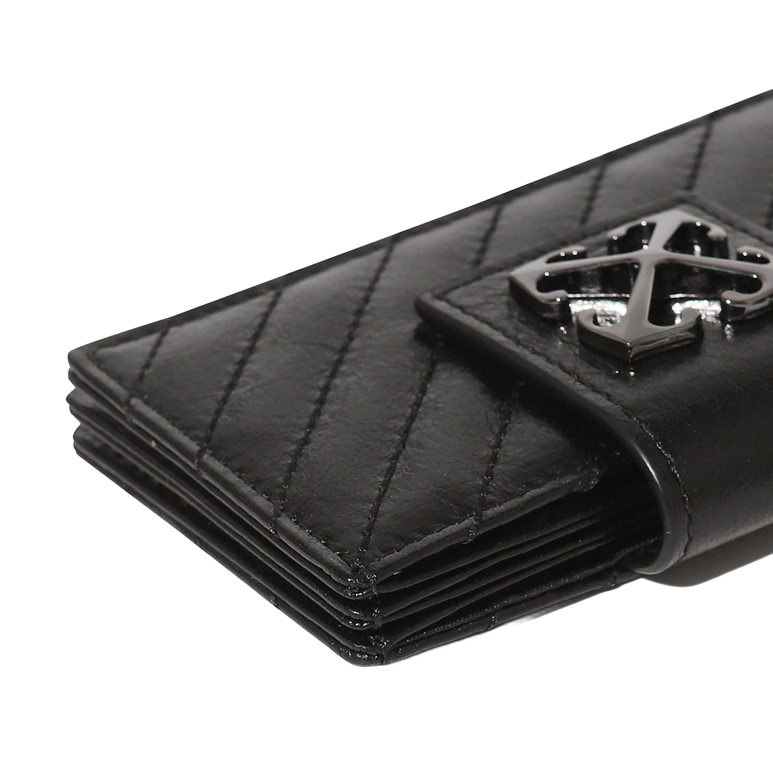 오프화이트 퀼티드 아코디언 카드 월렛 (블랙)(OFF-WHITE Quilted Accordion Card Wallet (Black)) - 4