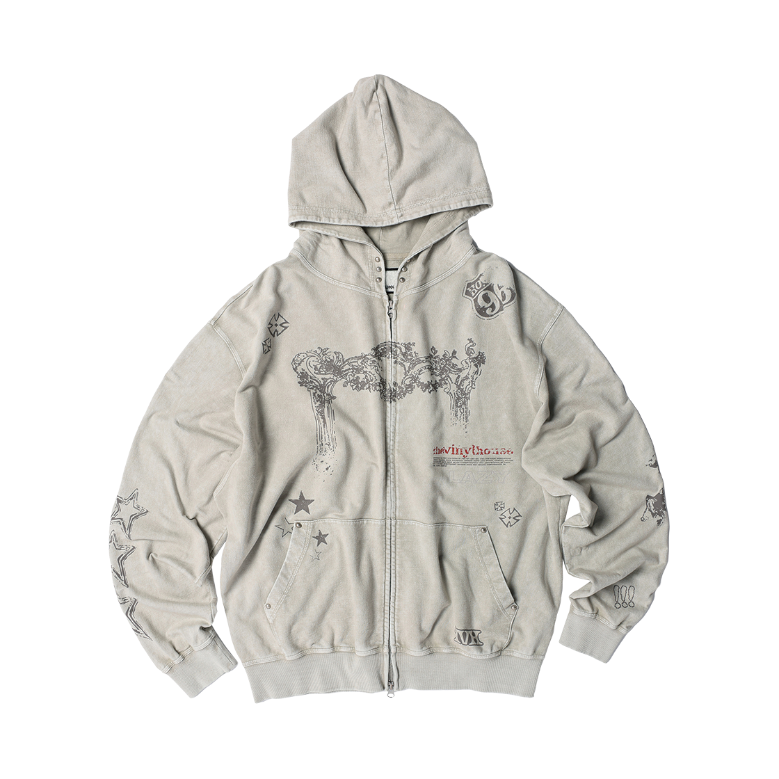 VH2GSUM481ABE Thevinylhouse Rodeo Washed Hoodie Zip-Up Beige