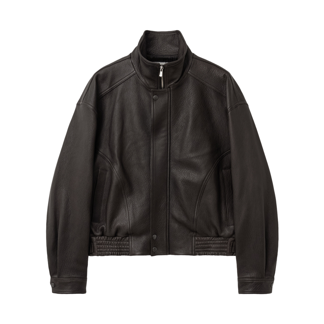 XJ322 Haleine Oversized 3D High Neck Leather Jacket Brown (Xj322)