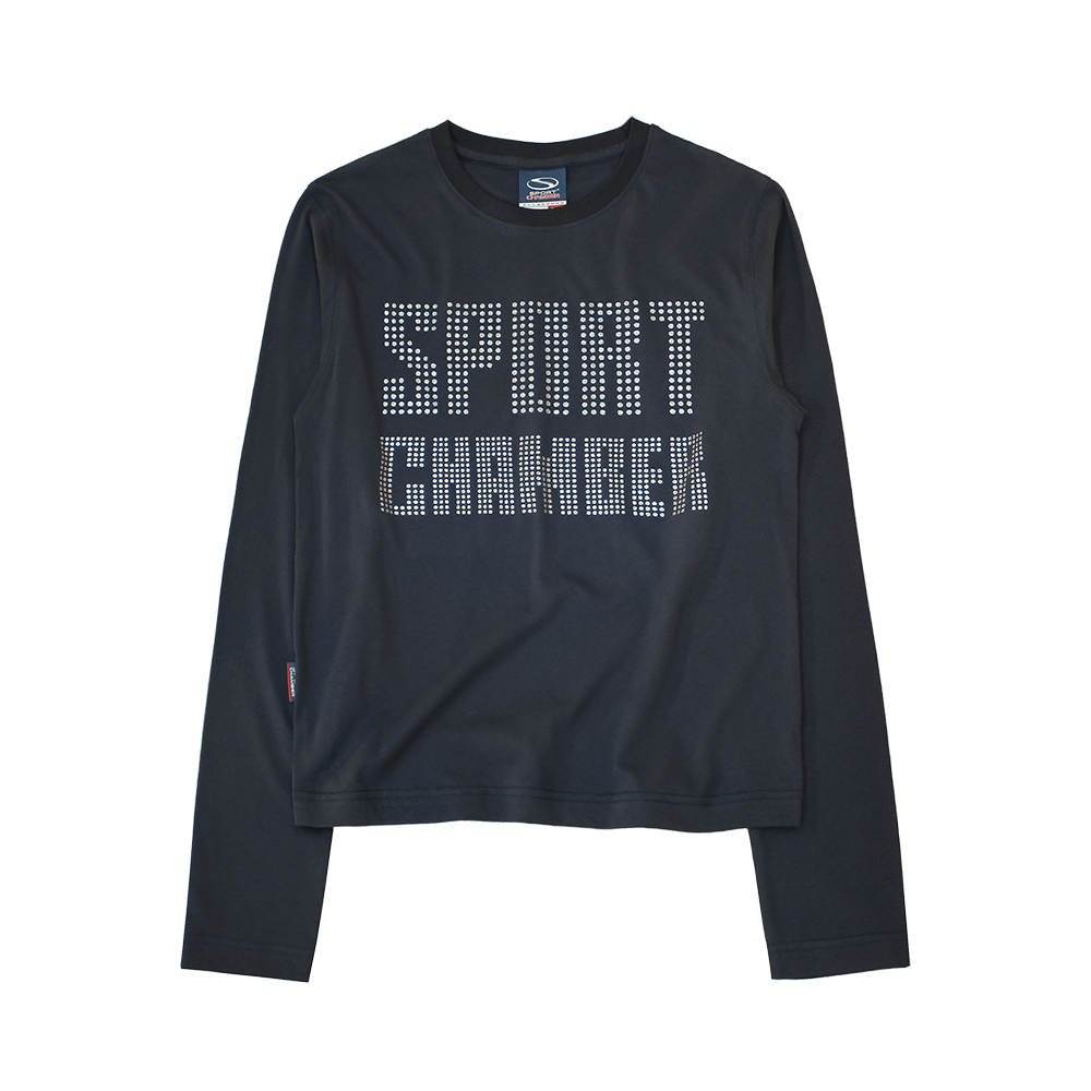 스포츠챔버 글리터 로고 티셔츠 블루이시 그레이(SPORT CHAMBER Glitter Logo T-Shirt Bluish Gray)