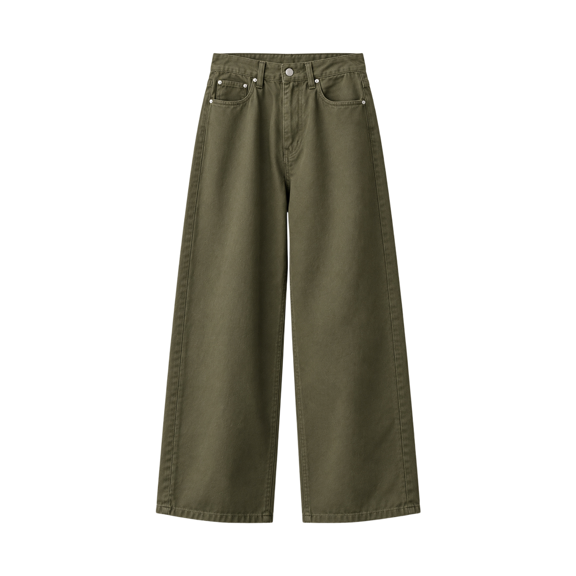 지크립 바이오워싱 솔리드 와이드 코튼 팬츠 카키(GCLIP Bio-washed Solid Wide Cotton Pants Kaki)