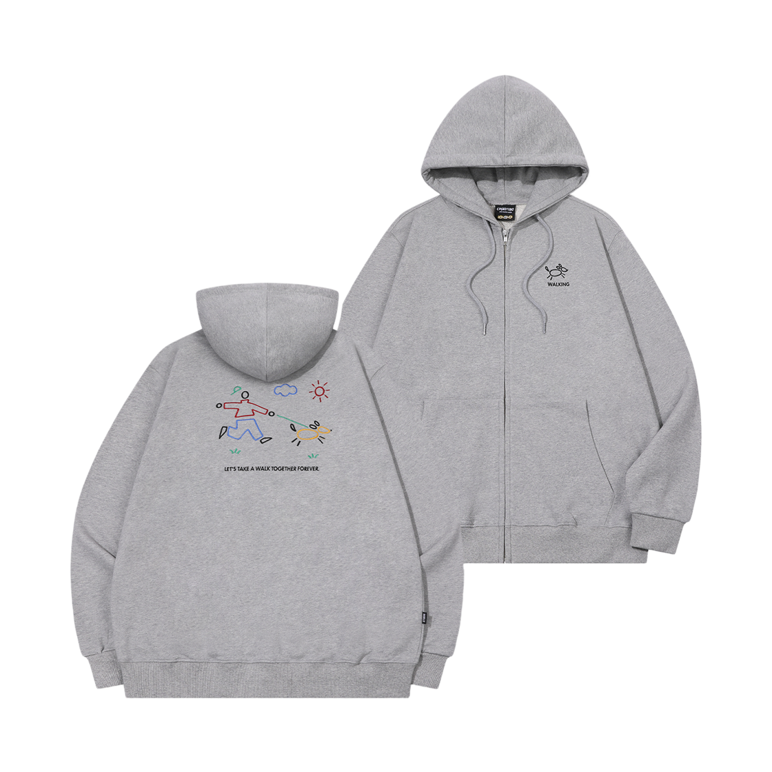 꼼파뇨 라인 워크 자수 후드집업 그레이(CPGN STUDIO Line Work Embroidery Zip-up Hoodie Grey)