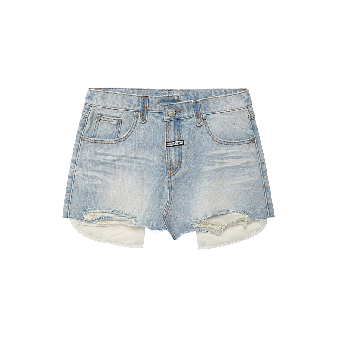 VH2GSFD190ALB Thevinylhouse Unbalance Micro Denim Skirt (W) Light Blue