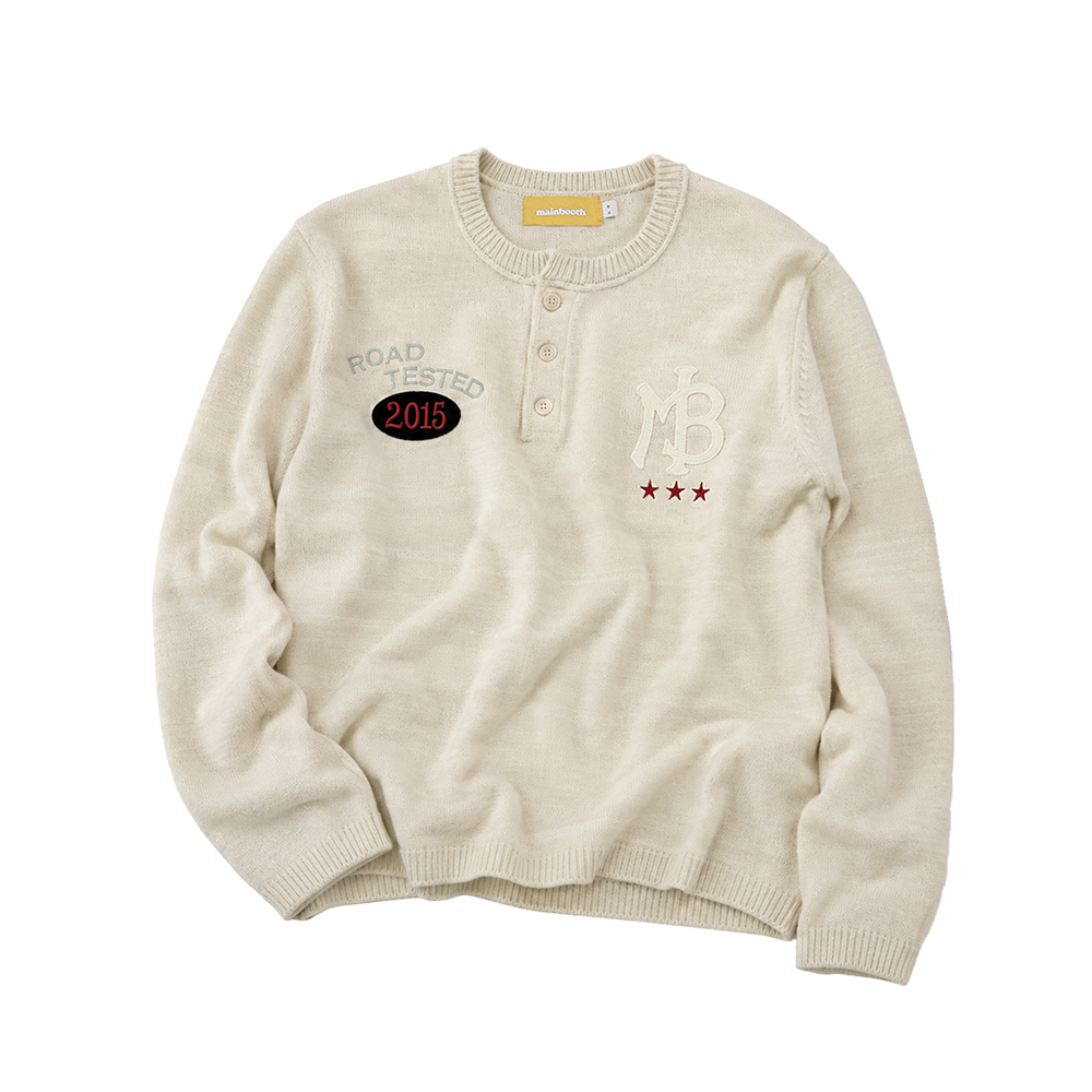 메인부스 헤리티지 헨리넥 스웨터 크림(MAINBOOTH Heritage Henley Sweater Cream)