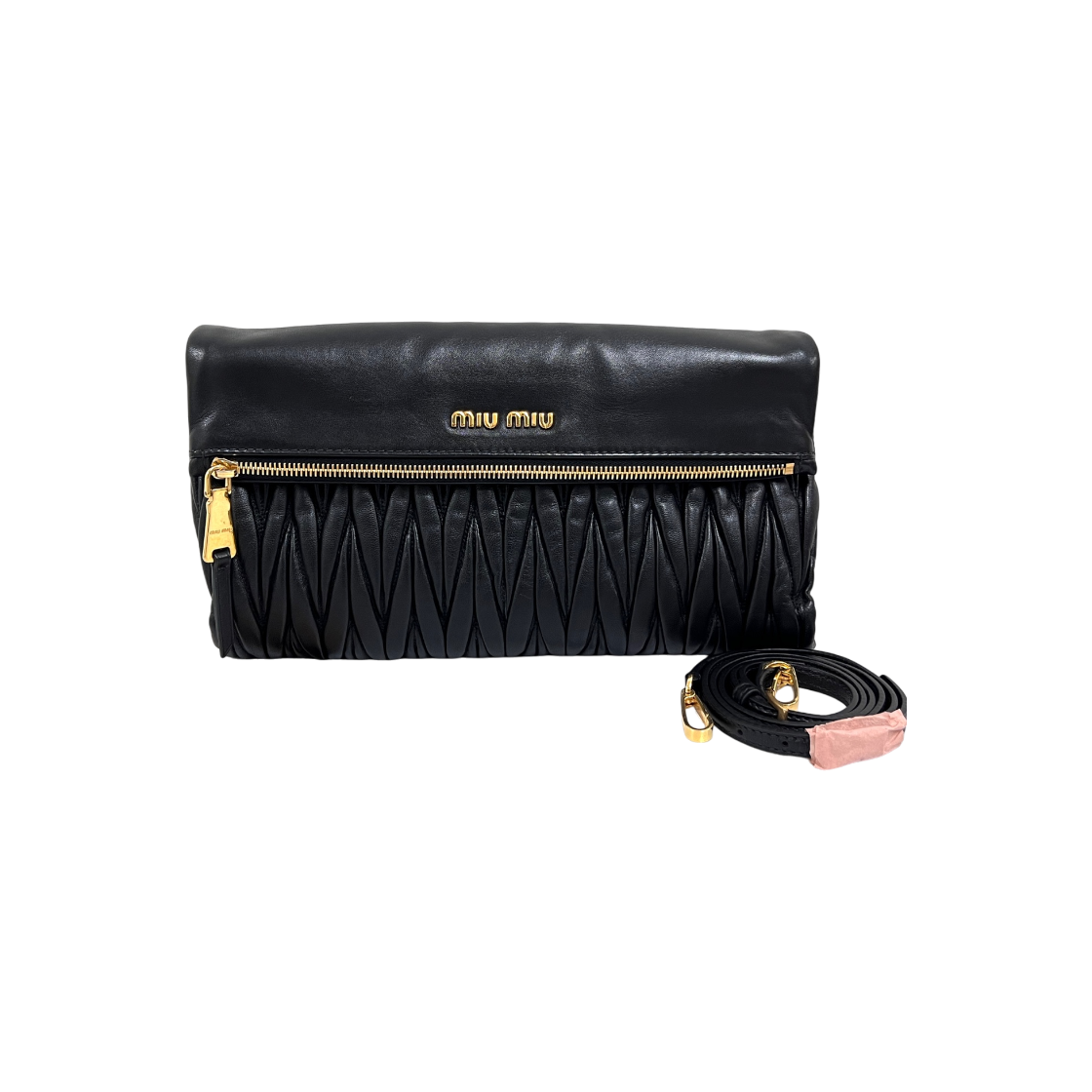 ITR6QEFIDCNQ Miu Miu Matelasse Clutch Bag Black