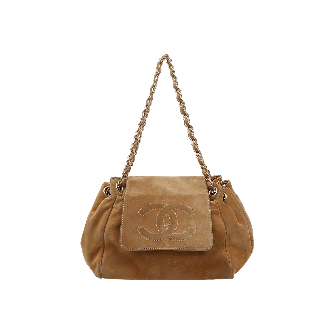ITESIQKERA3I Chanel Brown Suede Accordion Chain Shoulder Bag