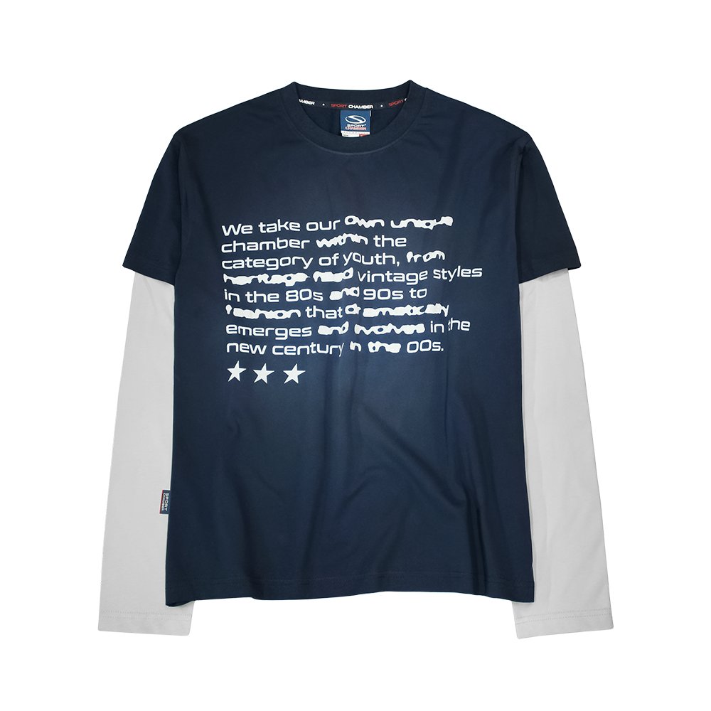 스포츠챔버 페이디드 스크린 레이어드 티셔츠 네이비(SPORT CHAMBER Faded Screen Layered T-Shirt Navy)